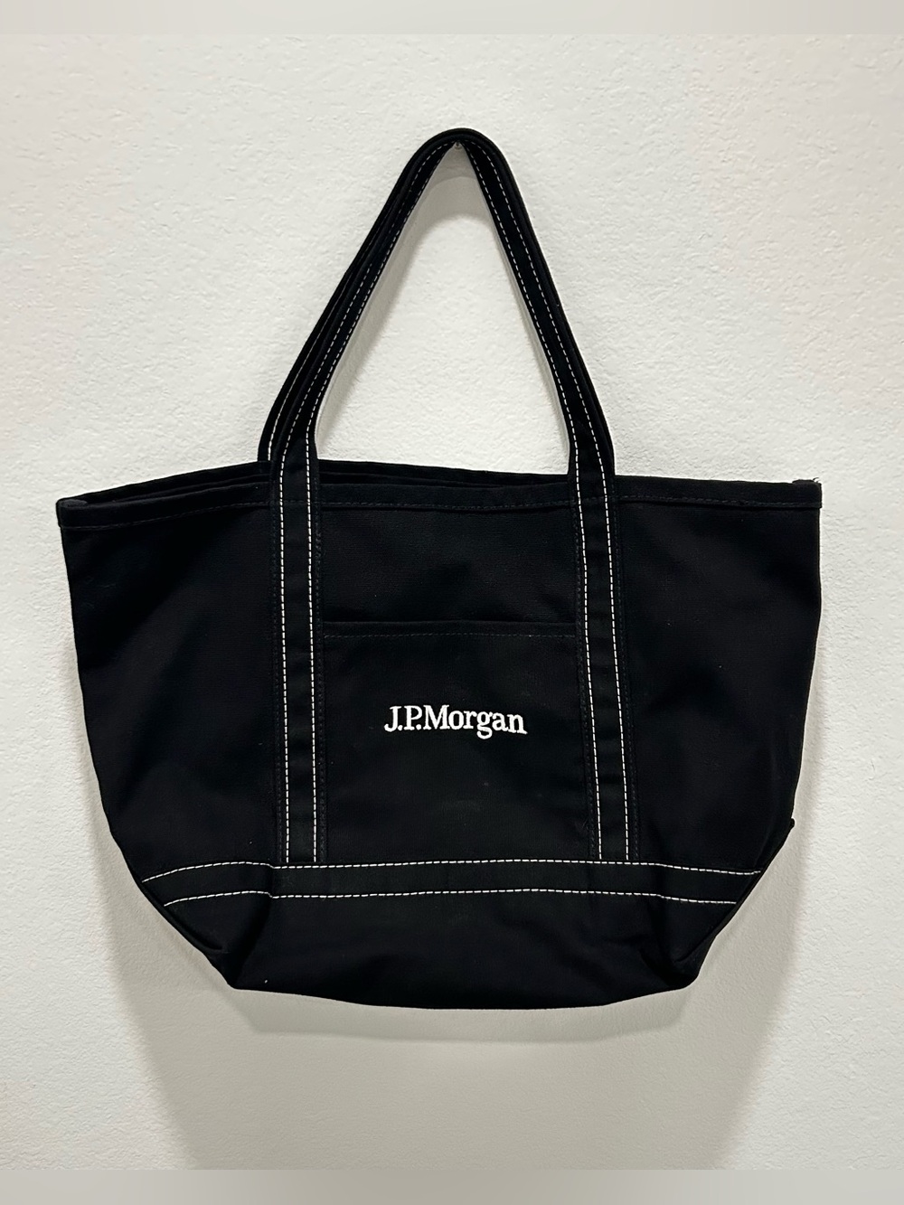 JP Morgan Canvas Tote Grocery Bag Carry All Investment Bank Finance Black